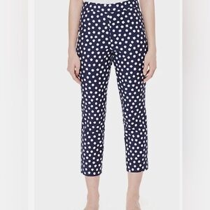 Kate Spade Navy and White Cloud Dot Jacquard Cropped Pants Sz 4